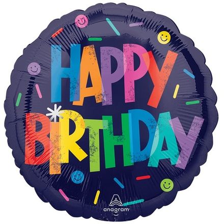 Круг "Цветные смайлики Happy Birthday"