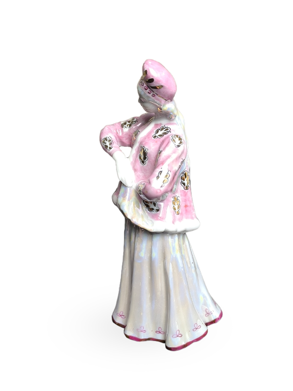 Фарфоровая статуэтка "Лебёдушка" в розовой шубке (Дулево)