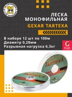 Леска для рыбалки монофильная Pontoon21 Gexar Tartexa 0,28 мм (светло-серый) 3 шт по 100 м