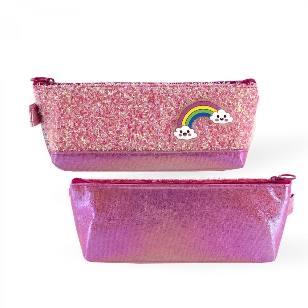 Пенал - косметичка Alingar, ПВХ-голографика, молния, 90 х 220 мм, "Rainbow", розовый (радуга)