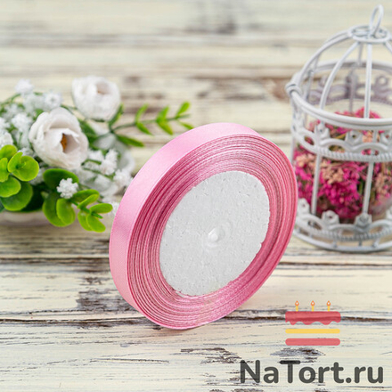 Лента атласная 12 мм  (23 метра, цвет №94  розовый)