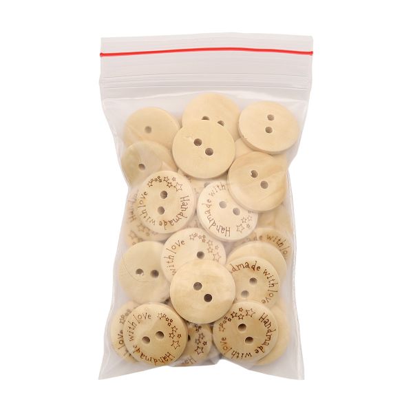 Пуговицы дерево 2 прокола 28L=18 мм, Handmade (Milk (молочный)), W21, 36 шт