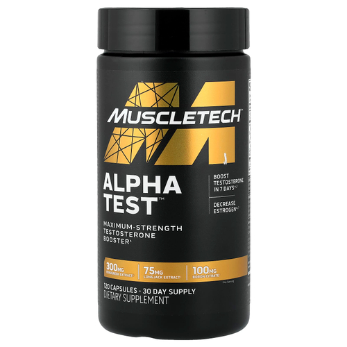 MuscleTech, AlphaTest™, добавка для повышения уровня тестостерона, 120 капсул