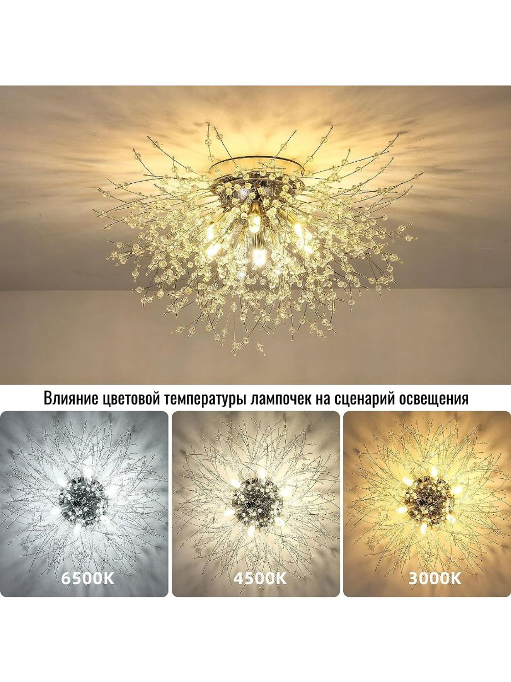Люстра потолочная Lanbos, 7 ламп G9, 100 Вт LED, до 18 кв м, хром