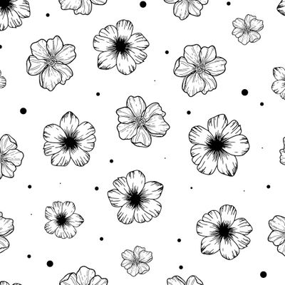 бесшовный паттерн с черно-белыми цветами