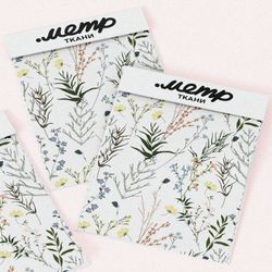 Ткань шелк Армани утончённые веточки с листвой