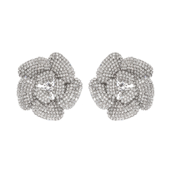 Серьги-люкс, цветы, россыпь камней