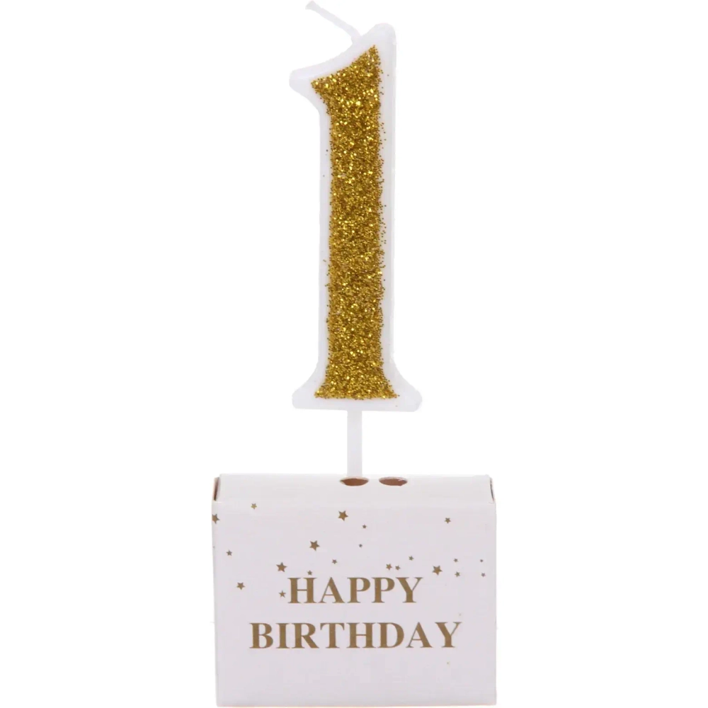Свеча для торта Цифра Иллюзия «1» 9.5 см, золото