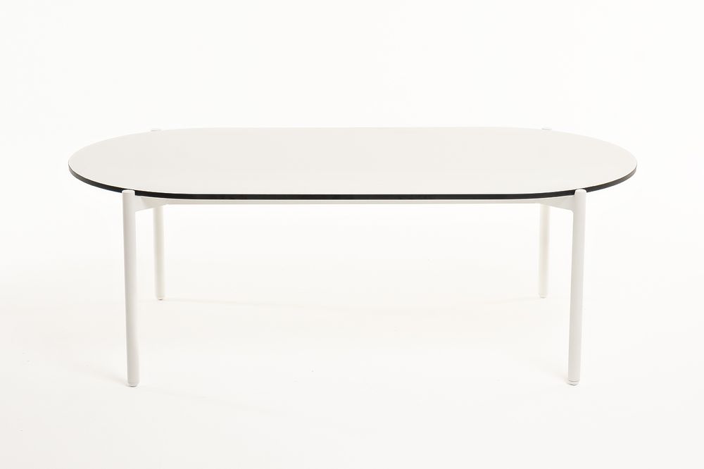 "Диего" журнальный стол из HPL 120х60 H40, каркас белый муар, цвет "молочный"