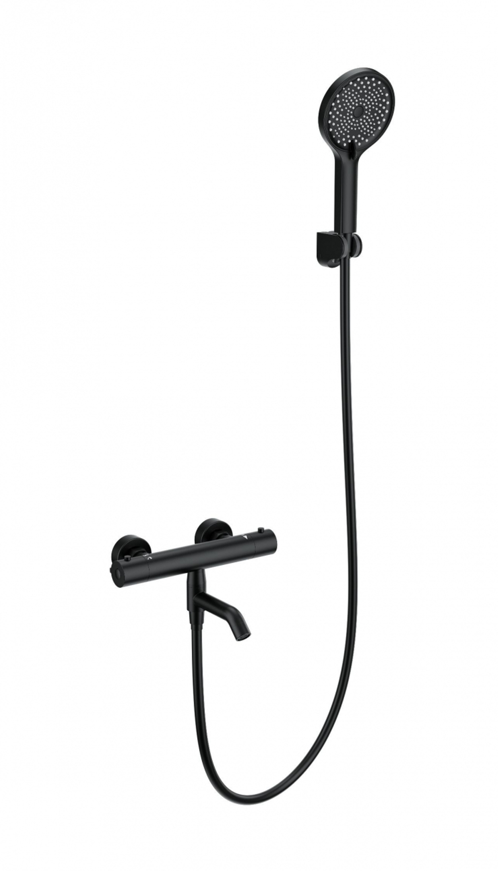 Смеситель для ванны с душем и термостатом WONZON & WOGHAND INN 3, Черный матовый (WW-B2065-A1-MB)