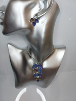 Набор бижутерии "Голубая гроза", колье и серьги, регулируемая длина, синие