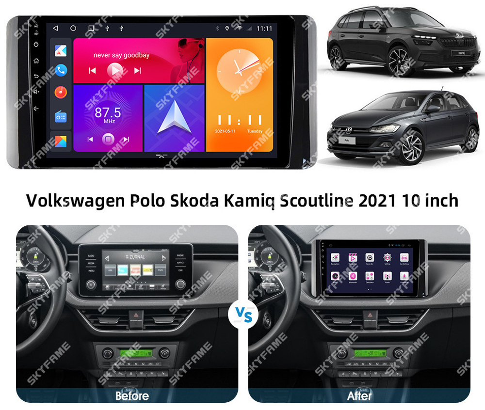 Магнитола для Volkswagen Polo, Skoda Rapid 2020+ - Carmedia SF-1020 QLed, Android 13, TS20, CarPlay, SIM-слот