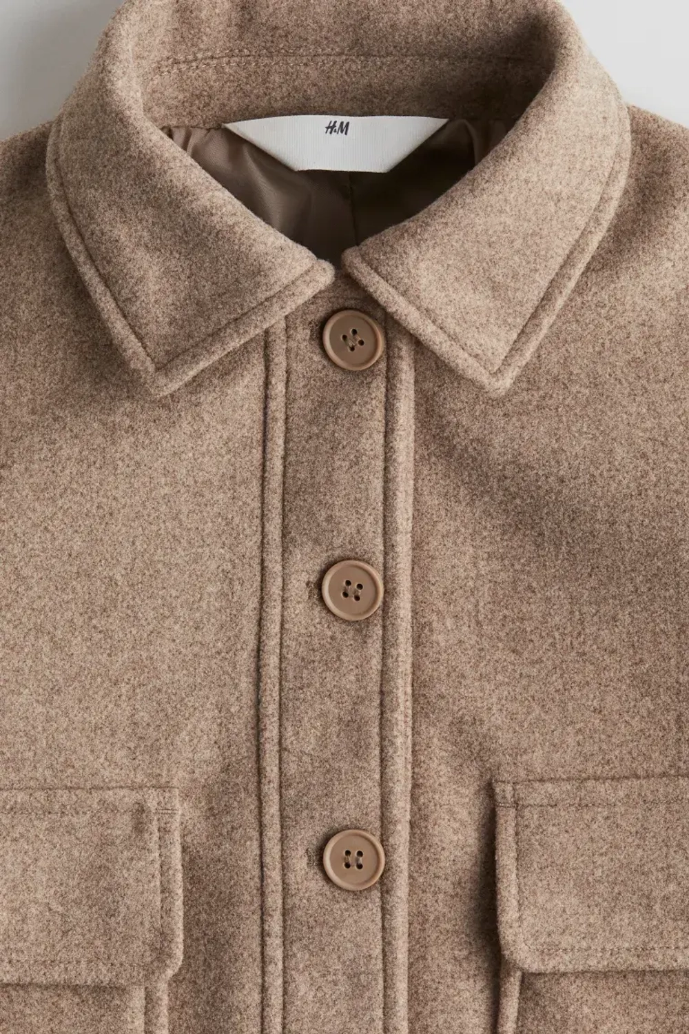 H&M Куртка-рубашка из фетра, бежевый