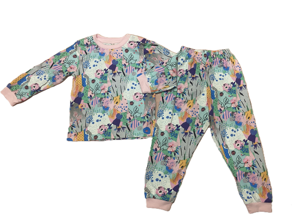 Пижама детская: штанишки,футболка с длинным рукавом на кнопках на плече из кулирки (100% хлопок) на рост 80,86,92,98 см