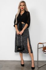 Юбка с разрезом (черный/принт) Юб11-20 Nikol