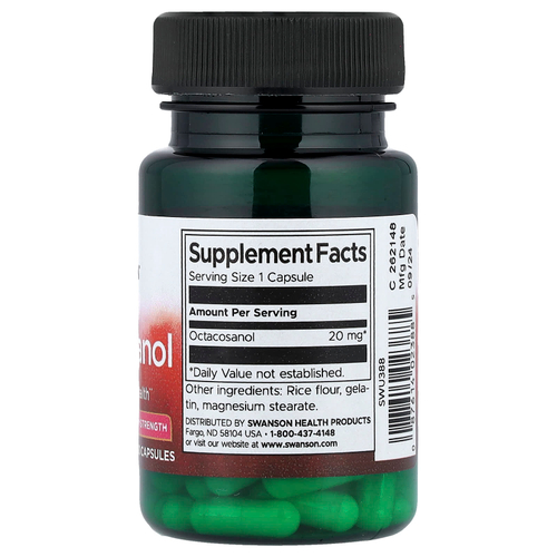 Swanson, октакозанол, 20 мг, 30 капсул