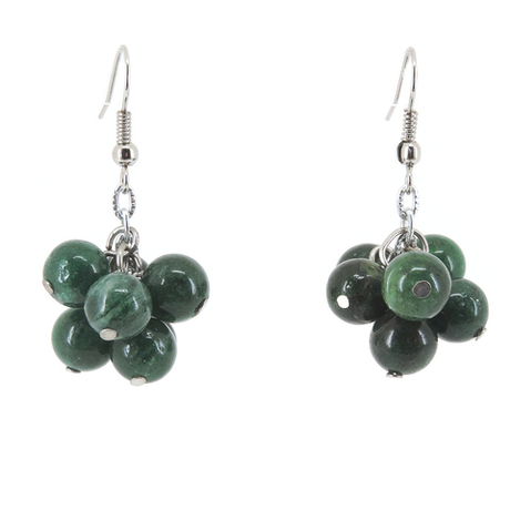 Серьги "Гроздь" авантюрин фукситовый