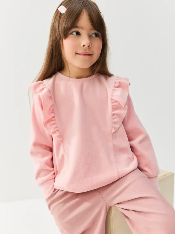 Свитшот с рюшей из велюра 