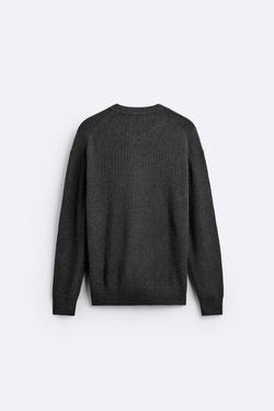 ZARA СВИТЕР ЖЕМЧУЖНОЙ ВЯЗКИ, АНТРАЦИТОВО-СЕРЫЙ