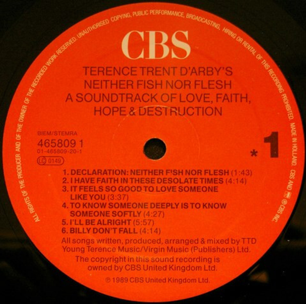 Terence Trent D'Arby / Neither Fish Nor Flesh (A Soundtrack Of Love, Faith, Hope, And Destruction)(LP)