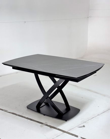 Стол FOGGIA 140 KL-136 Серый мрамор матовый, итальянская керамика/черный каркас