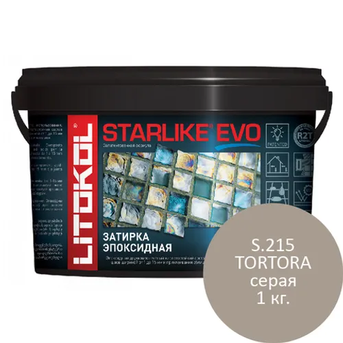 Эпоксидная затирка для мозаики и керамической плитки Starlike EVO S.215 TORTORA 1 кг серая