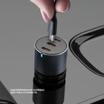 Автомобильное зарядное устройство 3xUSB Type-C, 65Вт, 3А, PD, серый