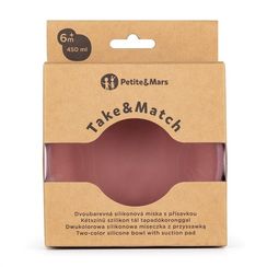 Silikon qab\PETITE&MARS Silicone 2-color bowl TAKE&MATCH Dusty Rose 6m+