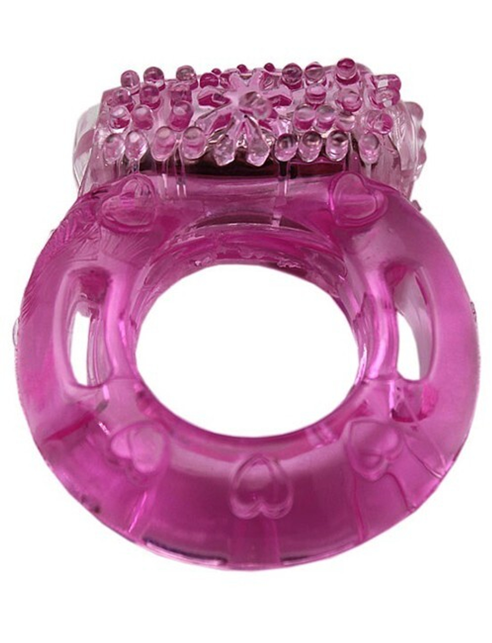 Эрекционное кольцо с виброэлементом и пупырышками (Цвет: фиолетовый)