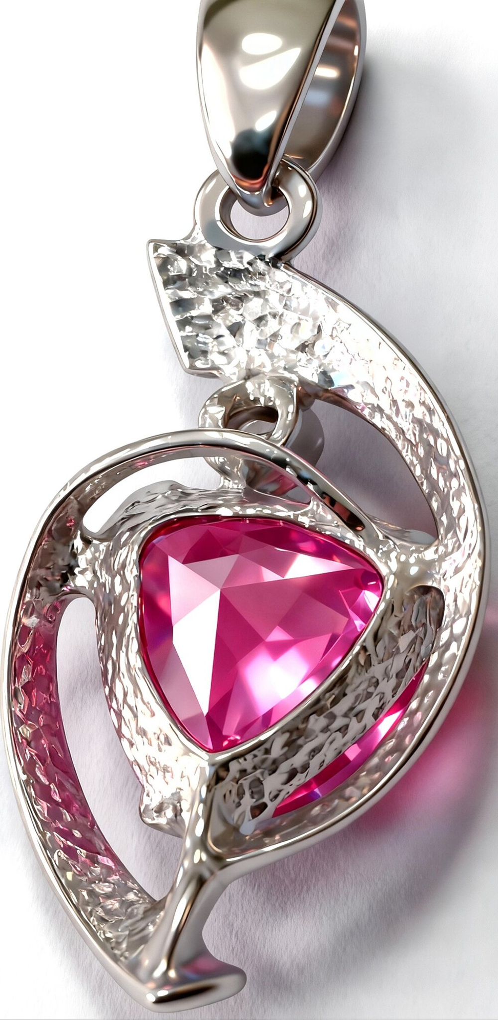 Ювелирная подвеска из серебра 925 пробы,вставка топаз"Pink",фианит