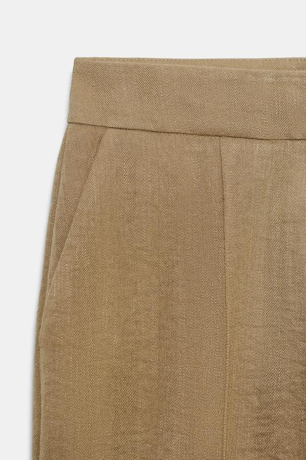 ZARA ПРЯМЫЕ БРЮКИ С ДЕКОРАТИВНОЙ СТРОЧКОЙ, РЫЖЕВАТО-КОРИЧНЕВЫЙ