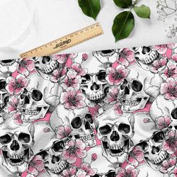 Ткань мембрана розовые черепа