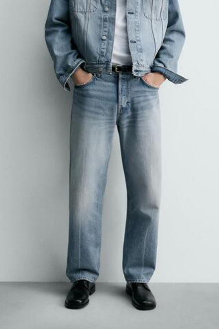 ZARA ДЖИНСЫ RELAXED FIT, ГОЛУБОЙ