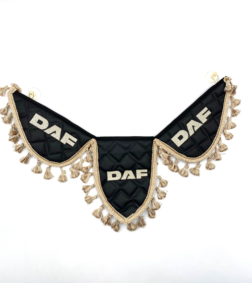 Вымпел тройной Daf (экокожа, черный с бежевой вышивкой)