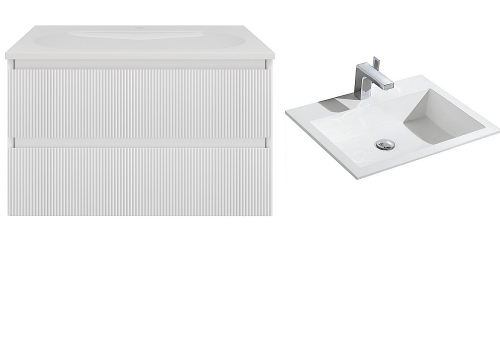 Тумба с раковиной Vincea Welle 80 VMC-2WL800MW/VCB-13800W белая матовая/раковина белая