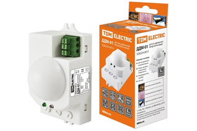 Датчик движения  микроволновый  ДДМ-01 1200Вт, 120гр сбоку+ 360гр сверху, IP20 TDM SQ0324-0015