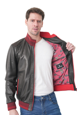 KHIMEONE Мужская кожаная демисезонная куртка (натуральная кожа, овчина)