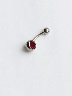 Банан для пупка, 1,6 х 10 мм, с камнем, красный