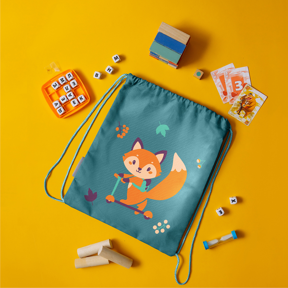 Мешок в садик 33х40, Лисенок (зеленый)