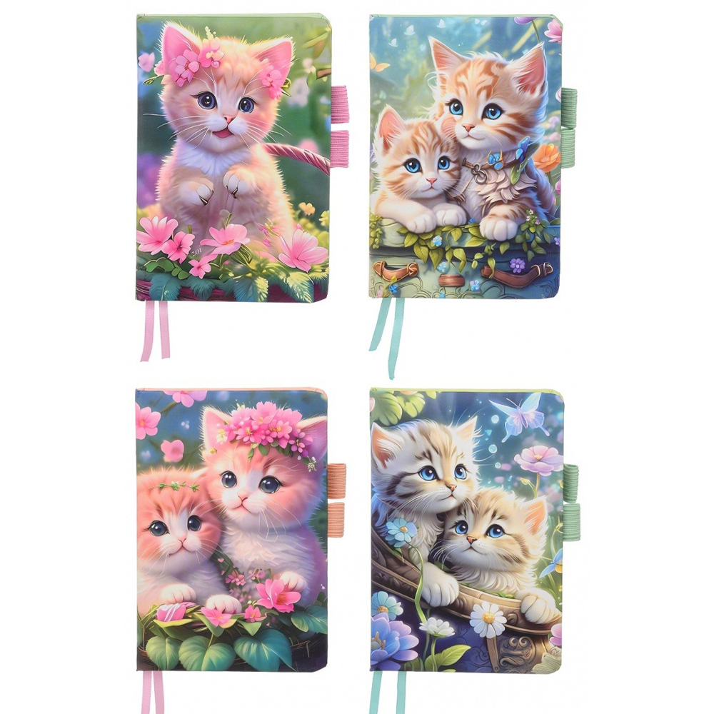 Блокнот Basir, формат А6, серия "Котята", яркая обложка, 80 листов, размер 16*10.7 см