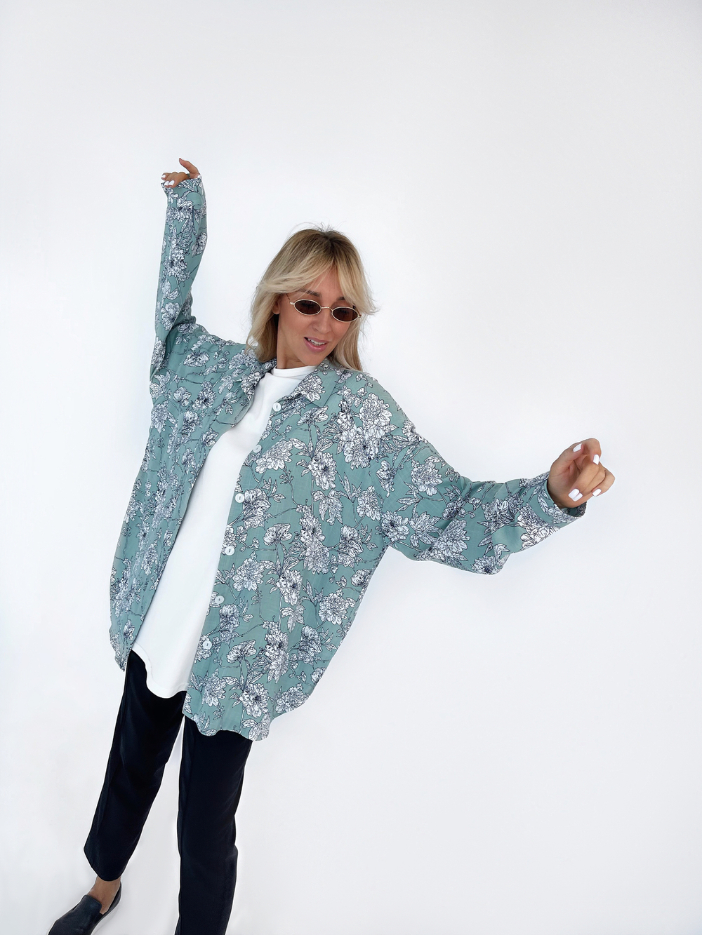 Рубашка цветок зеленая