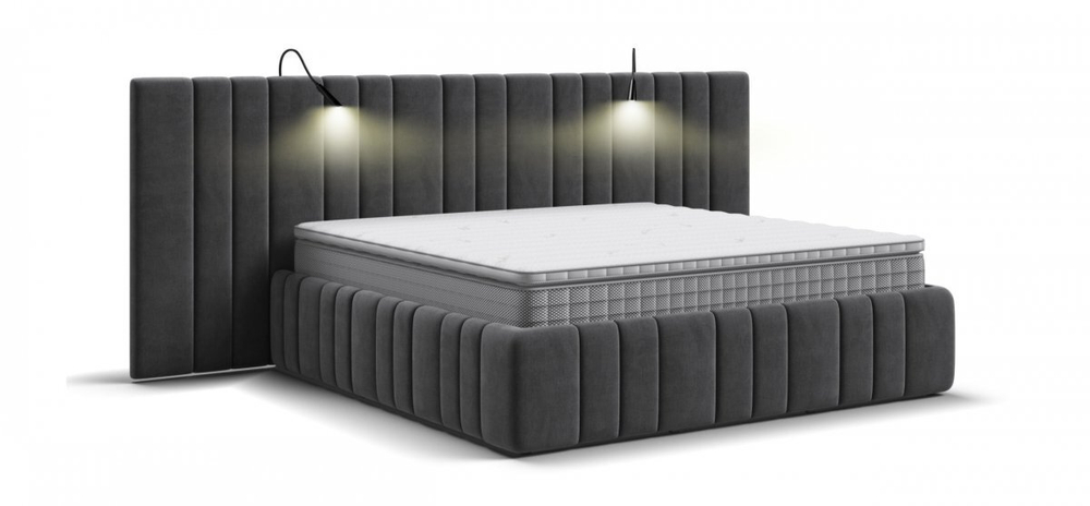 Кровать BOSS INFINITY 180*200 велюр Monolit серая