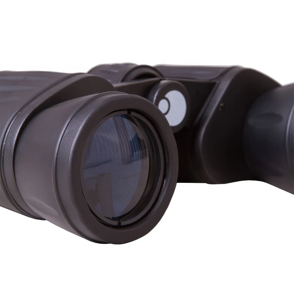 Бинокль Levenhuk Atom 7–21x40 вид сбоку с крупным планом линз