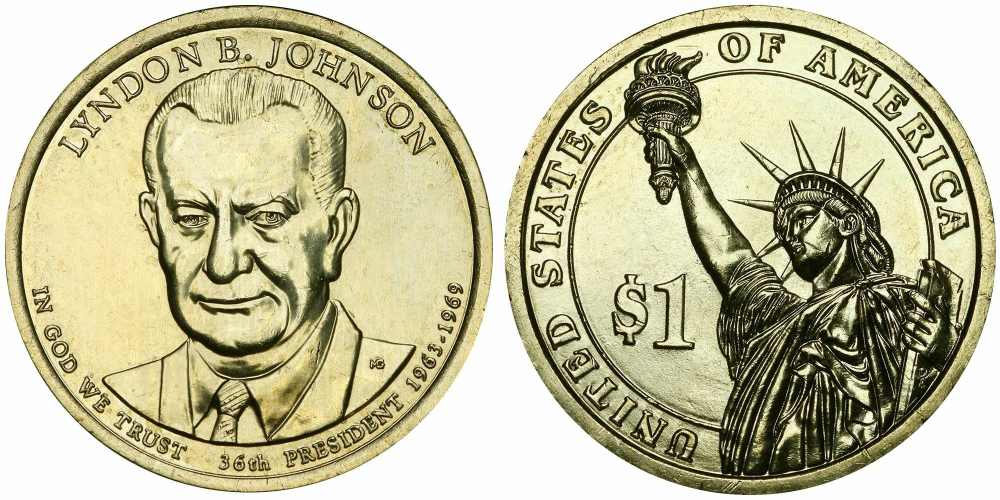США 1 доллар 2015 Президент 36 - Линдон Джонсон (1963–1969)