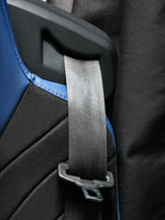 Чехлы Люкс MAN TGX, TGS с 2021 года без регулировки ремня безопасности водителя по высоте (экокожа, синий, черная вставка)