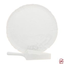 Тарелка для торта с лопаткой Bernadotte Белый узор 32 см