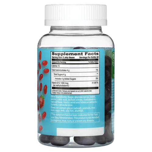 Human Beanz, Желейные бобы витамина B12, ягодное мороженое, 120 мармеладных бобов (333 мкг в каждой мармеладной фасоли)