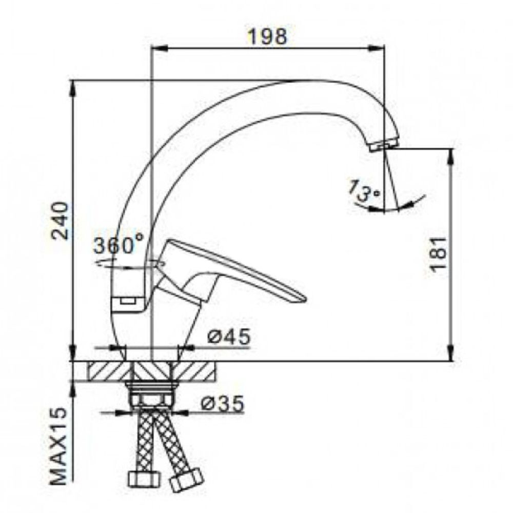 Смеситель для кухни, Frap, с картриджем, хром, F41701-B