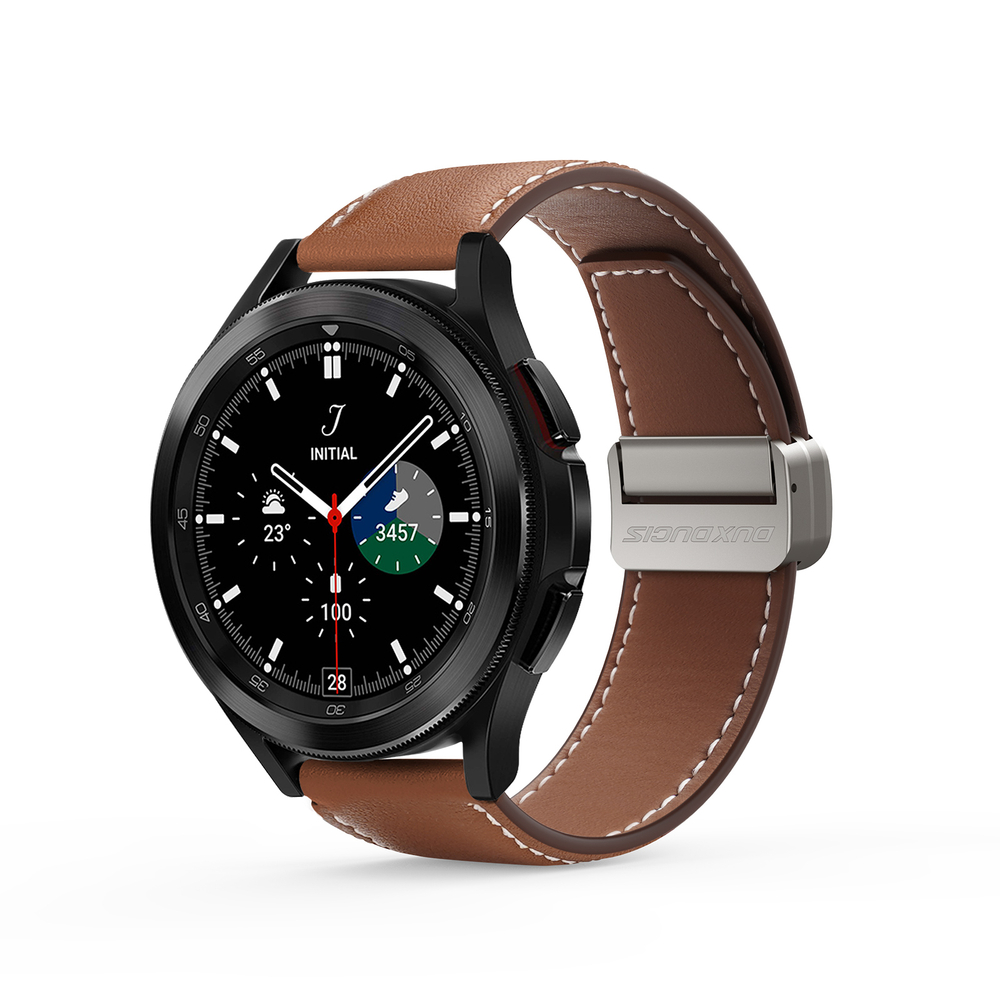 Ремешок из натуральной кожи коричневого цвета для смарт часов Samsung Galaxy Watch 45 и 46мм (размер крепления 22мм), серия YA Series от Dux Ducis