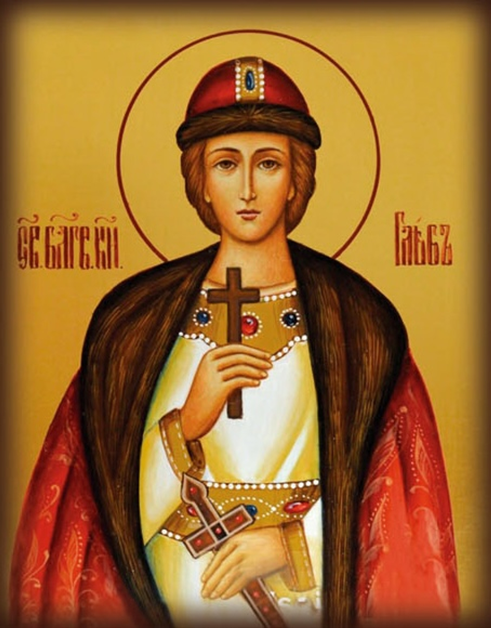 Икона на дереве " Глеб Владимирский, благоверный князь "